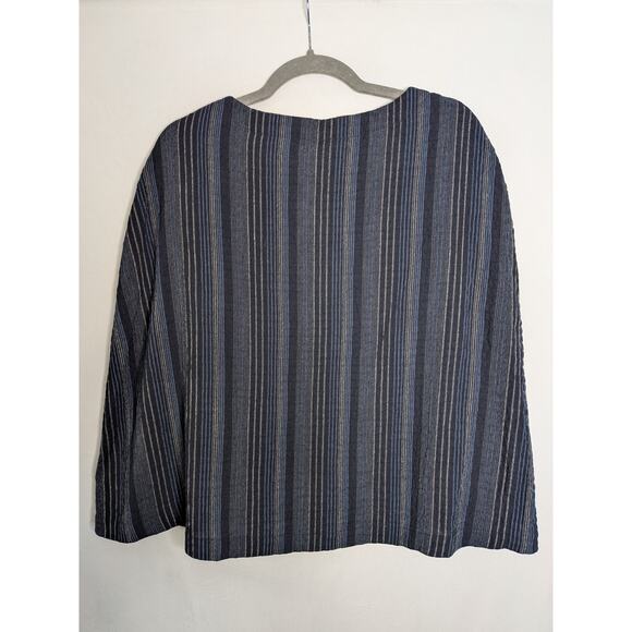 Kal Reiman Blouse Drapey Striped Cape Top Art to Wear Modern Blue Navy XS $395 - Picture 6 of 7